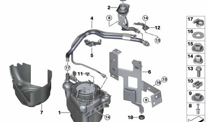 Soporte de fijación OEM 16197244136 para BMW E70, E71. Original BMW.