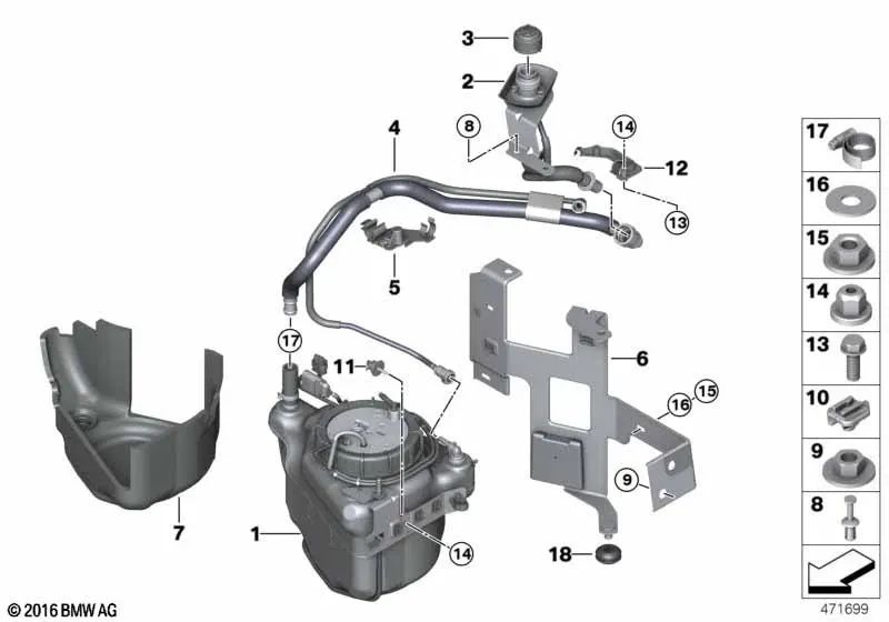 Parafuso de travamento para BMW Série 3 E90N, X5 E70, E70N, X6 E71 (OEM 16197204927). BMW originais.