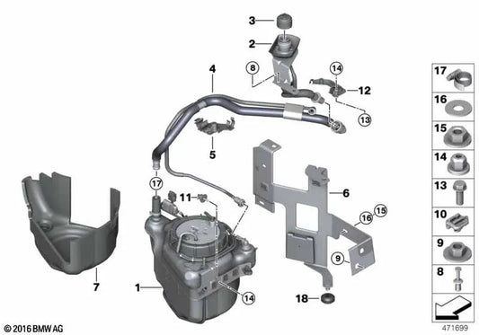 Suporte para BMW X5 E70, E71 (OEM 16197204997). BMW original