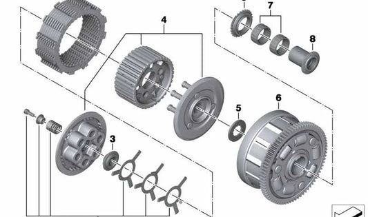 Juego de muelles de embrague OEM 21217724789 para BMW Motorrad S 1000 RR, S 1000 R, S 1000 XR, HP4 Race. Compatible con modelos SK42, SK46, SK47, SK49, SK60. Original BMW Motorrad.