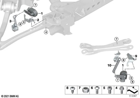 Left height sensor bracket for BMW I01, I01N (OEM 37146855668). Original BMW
