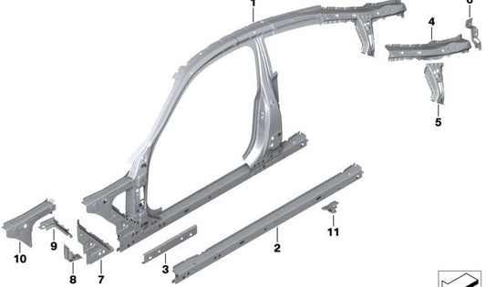 Right tension spring support OEM 41009879824 for BMW G22, G82. Original BMW.