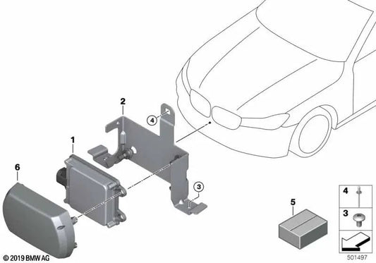 Langzeit -Frontradarsensor für BMW F90, G30, G31, G38, G32, G11, G12, F97, G01, G08, F98, G02 (OEM 66315A58DA3). Original BMW.
