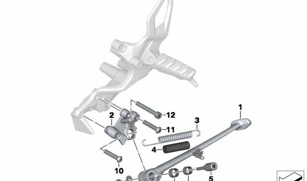 Pata de cabra lateral OEM 46537711802 para BMW Motorrad F 800 S (FK71) y F 800 ST (FK71). Original BMW Motorrad.
