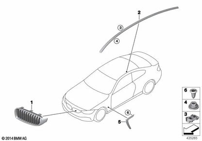 Moldura del techo imprimada derecha para BMW F32, F32N (OEM 51137341892). Original BMW