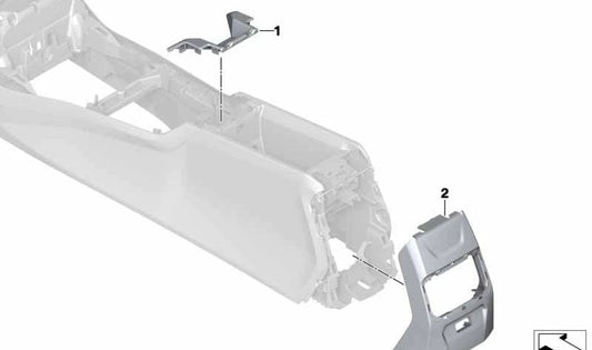 Embellecedor trasero consola central OEM 51166823440 para BMW F40, F44. Repuesto original BMW.