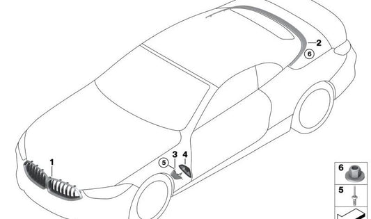 Moldura da tampa do capô para BMW Série 8 F91, G14 (OEM 51177464469). BMW original
