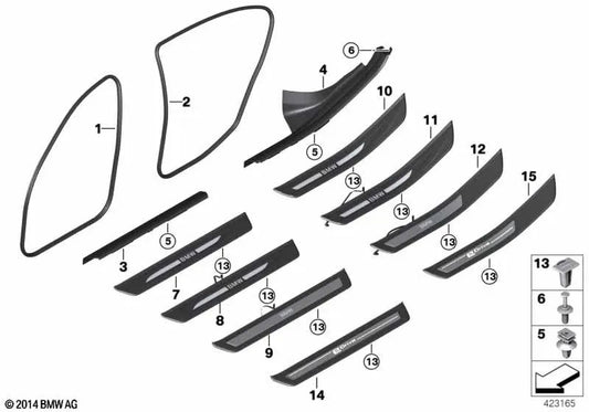 Linke hintere Eingangsemöge für BMW F18, F18N (OEM 51477203605). Original BMW