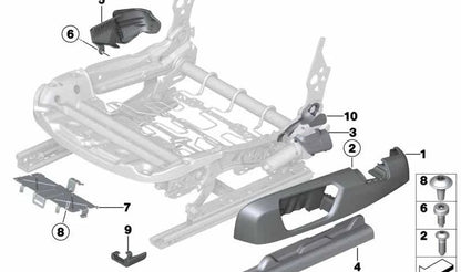Cubierta lateral izquierda del asiento OEM 52107293577 para BMW F20, F21, F22, F23, F87, F30, F31, F34, F80, F32, F36, F82. Original BMW.