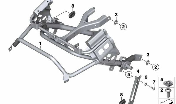 Soporte de revestimiento delantero OEM 46637683240 para motos BMW R 1200 GS Adventure (K25) 2005-2007. Original BMW Motorrad.