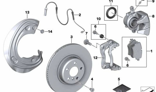 Soporte de pinza freno delantero derecho OEM 34106882256 para BMW G20, G20N, G21, G21N, G28, G28N, G22, G22N, G23, G23N, G26, G26N, G30, G30N, G31, G31N, G01, G01N, G29. Original BMW.