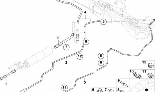 Tubo di ritorno del carburante OEM 1612229411 per BMW E46 M3 e M3 CSL (BL91, BL92, BL93, BR91, BR92, BR93, BL95, BL96). BMW originale.