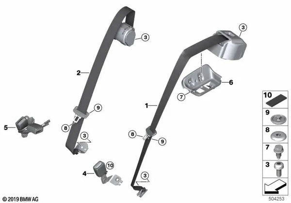 Cinturón de seguridad trasero izquierdo OEM 72118076475 para BMW Serie 1 F40 (2018-2024). Original BMW.