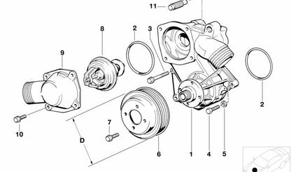 Bomba de agua OEM 11510004161 para BMW E32. Original BMW.
