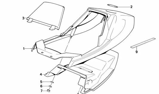 Upper dos (impression) OEM 52531452277 pour BMW Motorrad R247 {R 100 RS, R 100 RT, R 65 ICT, R 80, R 80 RT, R 65}. BMW d'origine.