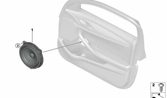 Alto -falante de tom médio para BMW 5 F90 Series, G30, G31, G38, 6 G32 Series (OEM 65139395858). BMW original