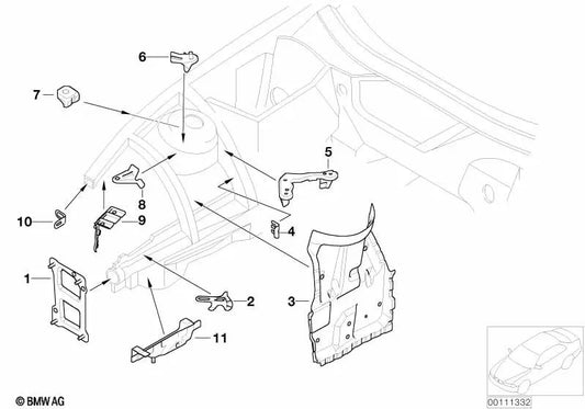 Right side support for BMW Z4 E85, E86 (OEM 41117064612). Original BMW