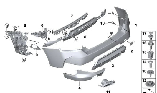 Embellecedor salida escape derecha OEM 51128058660 para BMW G20, G21, G22, G22N, G23, G23N, G26, G26N, G42. Original BMW.