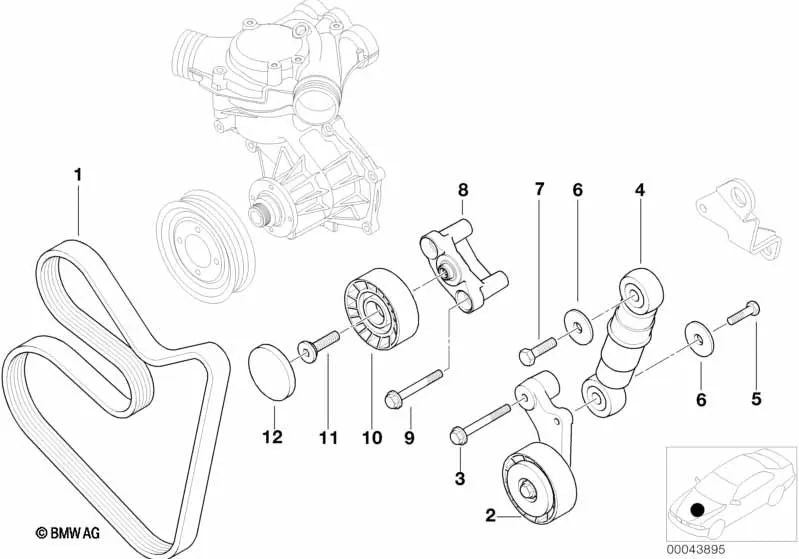 Tensionador para BMW Z8 E52 (OEM 11281710045). BMW original