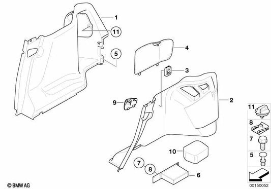 Revestimento de antracito esquerdo para BMW 3 E46 Series (OEM 51477048277). BMW original