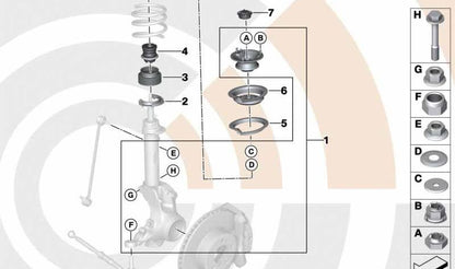Tope de suspensión delantero OEM 31336767333 para MINI R60, R61 y BMW E81, E82, E87, E88, E90, E91, E92, E93. Original MINI y BMW.
