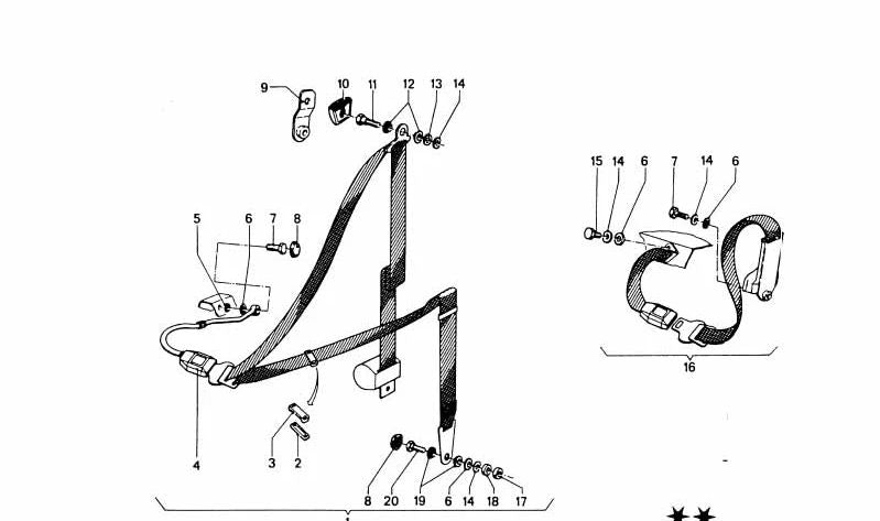 Sicherheitsgurtunterstützung OEM 72111840157 für BMW E36, E46, E90, E91, E92, E93, E34, E39, E60, E61, F10, F11, x1 E84, X3 E83, X5 E53, Z3. Original BMW.