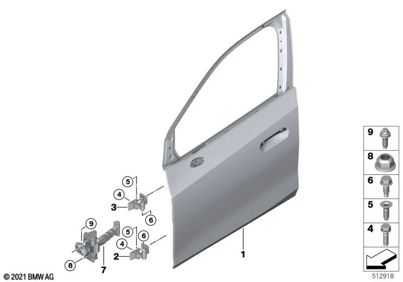 Front door limiter for BMW U06 (OEM 51227932417). Original BMW