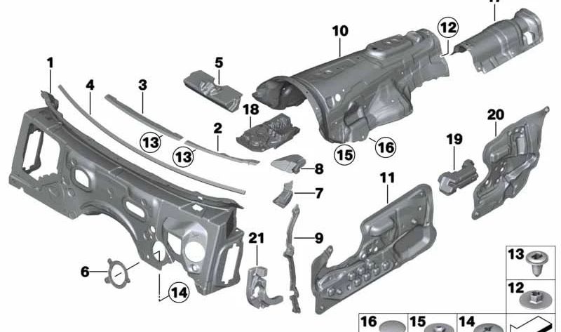 Aislante acústico pilar A izquierdo OEM 51489113235 para BMW F06, F01, F02, F04. Original BMW.