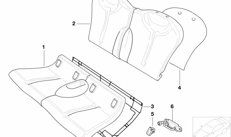 Vellón para respaldo OEM 07131486317 para MINI R50, R53, Cabrio R52. Original MINI.