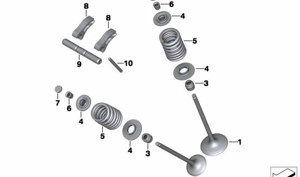 Resorte de válvula OEM 11348530172 para BMW Motorrad R 1200 GS, Adventure, RT, R y RS (modelos RK50, RK51, RK52, RK53, RK54). Original BMW Motorrad.