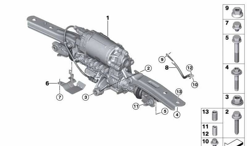 Atuador HSR para BMW 5 G30 Series, G31, Série 6 G32, Série 7 G11, G12, Série 8 G14, G15, X5 G05, X6 G06, X7 G07 (OEM 33346895076). BMW original