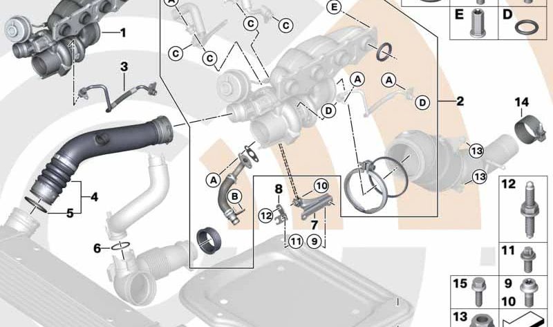 Conducción de aire de carga para BMW F07, F10, F11, F18 (OEM 13718672108). Original BMW