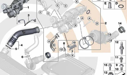 Conducción de aire de carga para BMW F07, F10, F11, F18 (OEM 13718672108). Original BMW