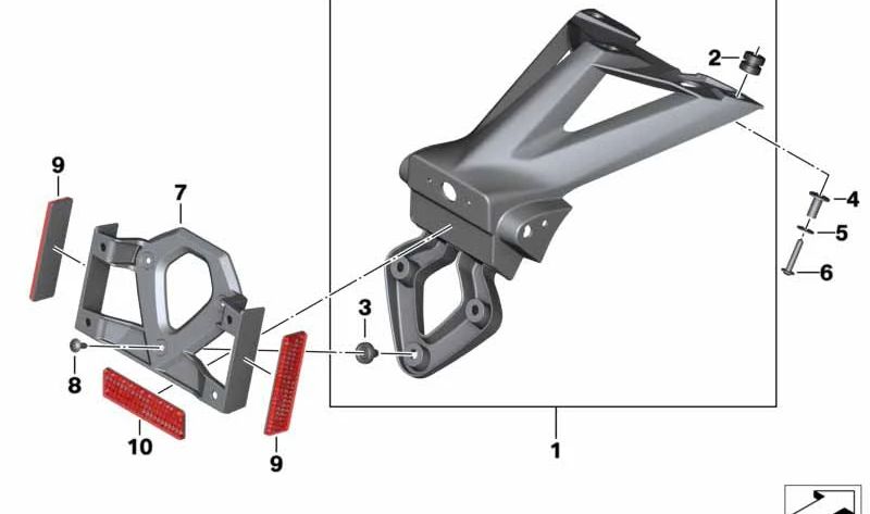 Soporte para matrícula OEM 46627715968 para motos BMW HP4, S 1000 RR, S 1000 R. Original BMW Motorrad.