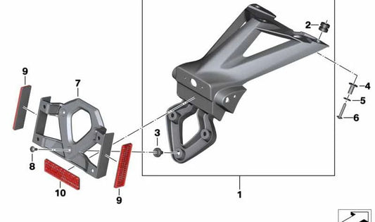 Soporte para matrícula OEM 46627715968 para motos BMW HP4, S 1000 RR, S 1000 R. Original BMW Motorrad.