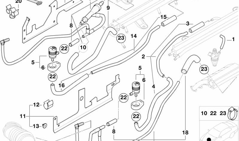 Soporte izquierdo para BMW Serie 7 E38 (OEM 13531435600). Original BMW