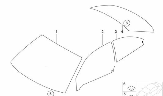 Grüne Heckfenster mit BMW Antenna 3 E46 -Serie (OEM 51317039230). Original BMW
