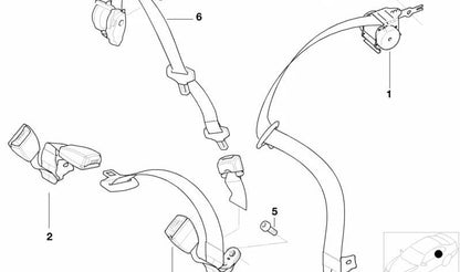 Cinturón de seguridad trasero derecho OEM 72118233292 para BMW E46. Repuesto original BMW.
