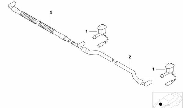 Tubo de conexión boquilla limpiaparabrisas OEM 61668377357 para BMW E52 Z8. Original BMW.