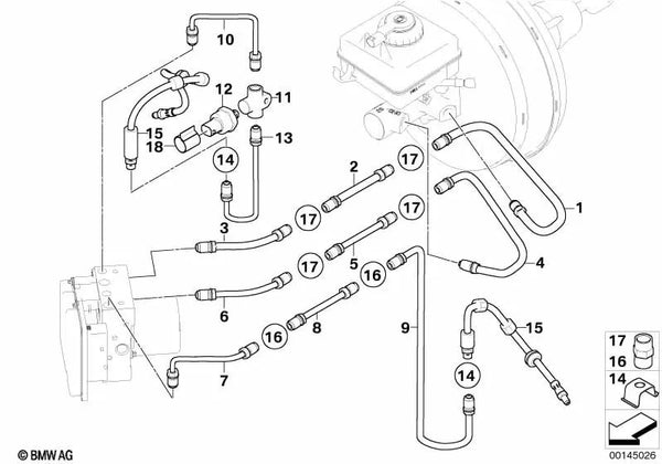 Tubería para BMW Serie 5 E60, E60N, E61, E61N, Serie 6 E63, E63N, E64, E64N (OEM 34326772531). Original BMW.