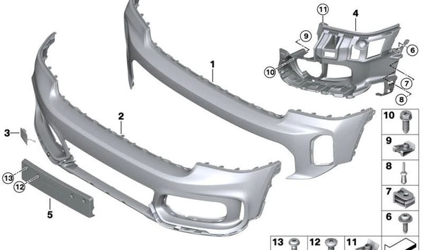 Revestimiento de parachoques delantero imprimado OEM 51119880353 para MINI Countryman F60 LCI (05/2019 - 02/2024). Original MINI.
