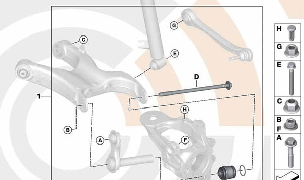 Kit reparación rótula de suspensión OEM 33322475046 para BMW F15 y F16. Original BMW.