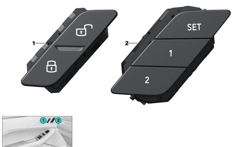 Botón memoria asiento izquierdo OEM 61315A02D55 para BMW Serie 2 U06, X1 U11/U12 y X2 U10. Control original para ajuste de memorias de asiento. Repuesto original BMW.