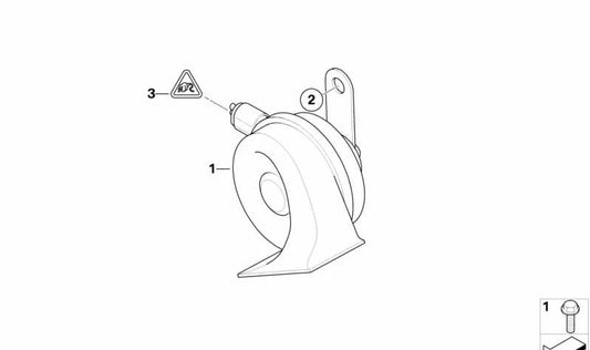 Bocina de tono agudo OEM 61337193997 para MINI R50, R52, R53. Original MINI.