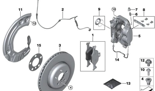Boîtier de serrage de frein gauche pour BMW G42, G20, G21, G22, G23, G26, G30, G31, G32, G11, G12, G01, G08, G02, G05, G18, G06 (OEM 3411683483). BMW d'origine