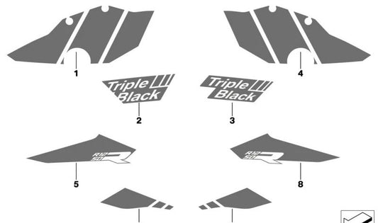 Decoración de zaga para modo en solitario derecho OEM 51147109174 en color TRIPLE BLACK para BMW Motorrad R 1200 R, R 1250 R. Original BMW Motorrad.