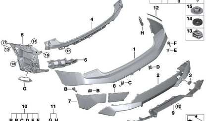 Soporte de paragolpes trasero izquierdo OEM 51128737049 para BMW i20 (Todos los modelos compatibles). Original BMW.