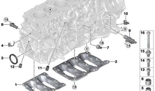 Placa de refuerzo motor OEM 11118599662 para BMW G20, G21, G30, G31, G32, G11, G12, G14, G15, G16, G26, G60, G61, G01, G02, G05, G06, G07. Original BMW.