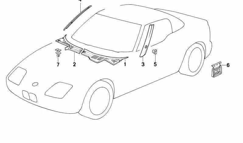 Links -Embecedora -Abdeckung imprimada OEM 51712290621 für BMW Z1. Original BMW Stück.