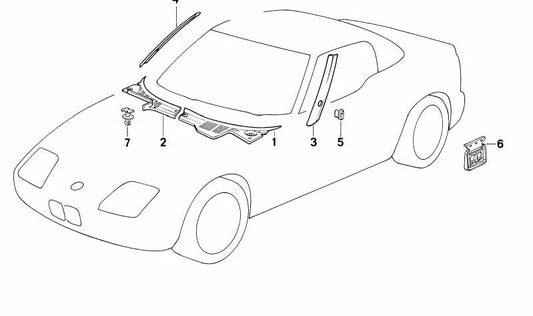 Tapa embellecedora izquierda imprimada OEM 51712290621 para BMW Z1. Pieza original BMW.